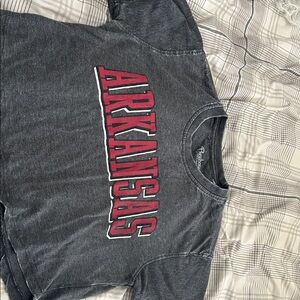 Pressbox Charcoal and Red Crop Top